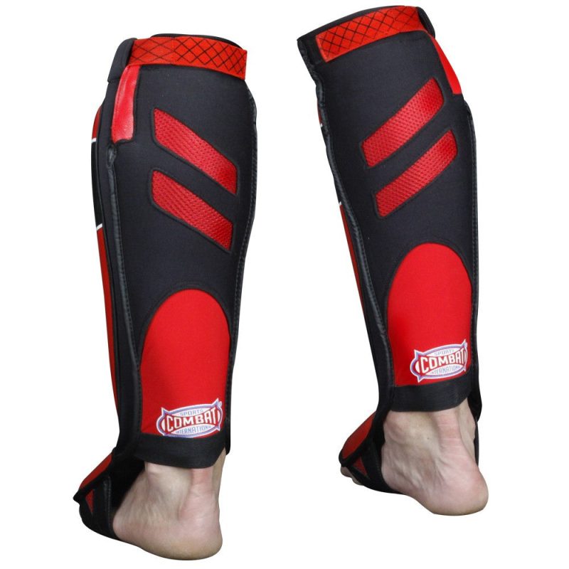 Combat Sports Pro Style MMA Shin Guards red back